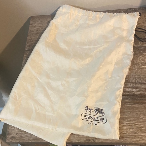 Coach Handbags - Coach Cream & Brown Leatherware Dust Storage Drawstring Bag 23.5” x 19”